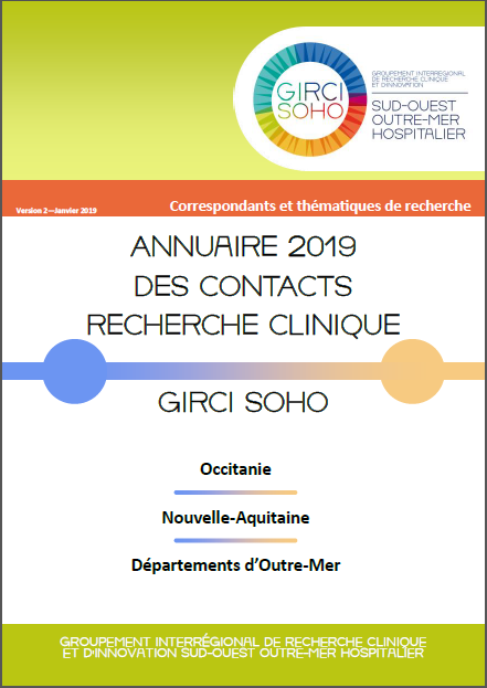 Couverture Annuaire 2019 des contacts recherche clinique du GIRCI SOHO